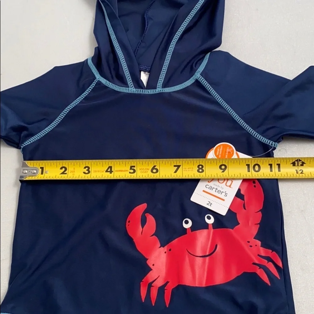 Carter’s navy blue hooded crab rash guard 2T